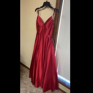 Betsy and Adam red satin prom dress size 00 new without tags